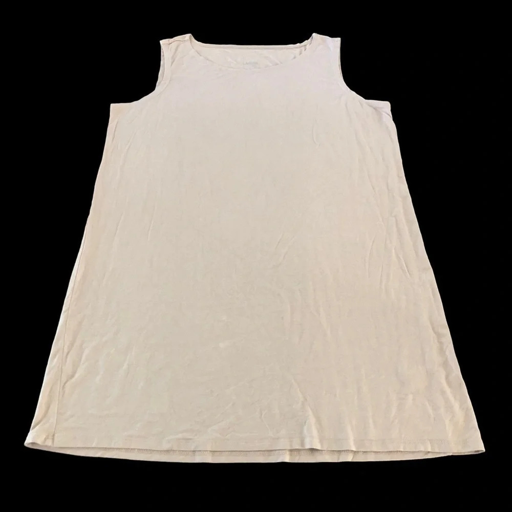 Logo Layers Lori Goldstein size Large Beige Stretch‎ Tunic Tank Top Layering L